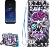 Voor Galaxy S8 Sugar Skull Pattern Horizontale Flip lederen tas met houder en kaartsleuven en portemonnee