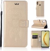 Windgong Uil Embossing Patroon Horizontale Flip Leren Case met Houder & Kaartsleuven & Portemonnee Voor Huawei Honor 10 Lite (Goud)