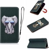 Voor iPhone SE 2020 Pure Color Painting Horizontale Flip Leather Case met Card Slot & Holder (Elephant)