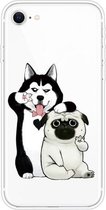 Voor iPhone SE (2020) schokbestendig geverfd transparant TPU beschermhoes (selfie hond)
