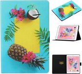 Voor iPad Air / Air 2 Gekleurd tekeningpatroon Horizontale lederen flip-hoes met houder & kaartsleuf & slaap- / wekfunctie (ananas)