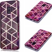 Voor Galaxy S9 + Plating Marble Pattern Soft TPU beschermhoes (paars)