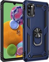 Voor Galaxy A41 schokbestendige TPU + pc-beschermhoes met 360 graden roterende houder (blauw)