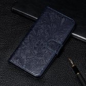 Voor Galaxy Note10 Lite / A81 / M60s Kant Bloem Embossing Patroon Horizontale Flip Leren Case met Houder & Kaartsleuven & Portemonnee & Fotolijst & Lanyard (Donkerblauw)