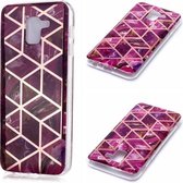 Voor Galaxy A6 (2018) Plating Marble Pattern Soft TPU beschermhoes (paars)