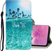 Voor Galaxy S10 Plus 3D Gekleurde Tekening Horizontale Flip PU Lederen Case met Houder & Kaartsleuven & Portemonnee (Kokospalm)