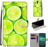 Voor Nokia 2.3 Gekleurde Tekening Cross Textuur Horizontale Flip PU Lederen Case met Houder & Kaartsleuven & Portemonnee & Lanyard (Groene Citroen)