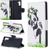 Gekleurde tekening patroon horizontale flip lederen tas met houder & kaartsleuven & portemonnee voor Galaxy Note10 (Panda en bamboe)
