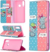 Voor Huawei Y6p Gekleurde Tekening Patroon Onzichtbare Magnetische Horizontale Flip PU Lederen Case met Houder & Kaartsleuven & Portemonnee (Olifant)