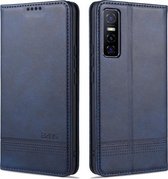 Voor vivo Y73s / S7e AZNS Magnetische Kalfsstructuur Horizontale Flip Leren Case met Kaartsleuven & Houder & Portemonnee (Donkerblauw)