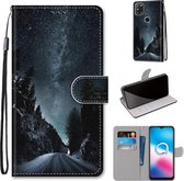 Voor Alcatel 3X 2020 Gekleurde Tekening Cross Textuur Horizontale Flip PU Leren Case met Houder & Kaartsleuven & Portemonnee & Lanyard (Mountain Road Sterrenhemel)