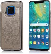 Voor Huawei Mate 20 Pro Mandala-patroon met dubbele gesp PU + TPU-beschermhoes met kaartsleuven en houder & fotolijst (grijs)