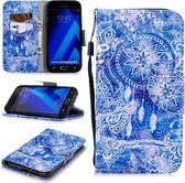 Voor Samsung Galaxy A5 (2017) Gekleurd tekeningpatroon Horizontaal Flip TPU + PU lederen tas met houder & kaartsleuven & portemonnee & lanyard (blauw windgong)