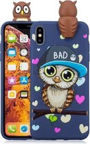 Voor iPhone XR schokbestendig Cartoon TPU beschermhoes (blauwe uil)