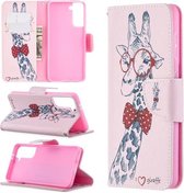 Voor Samsung Galaxy S21 5G Gekleurde Tekening Patroon Horizontale Flip Leren Case met Houder & Kaartsleuven & Portemonnee (Herten)
