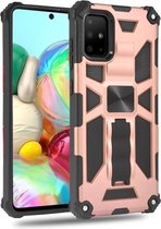 Voor Samsung Galaxy A71 5G schokbestendige TPU + pc magnetische beschermhoes met houder (roségoud)