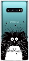 Voor Samsung Galaxy S10 5G gekleurd tekeningpatroon zeer transparant TPU beschermhoes (zwart-witte rat)