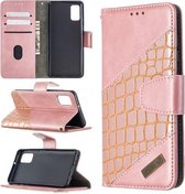 Voor Samsung Galaxy A41 Bijpassende Kleur Krokodil Textuur Horizontale Flip PU Lederen Case met Portemonnee & Houder & Kaartsleuven (Rose Goud)