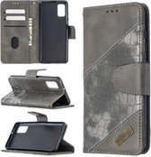 Voor Samsung Galaxy A41 bijpassende kleur krokodil textuur horizontale flip PU lederen tas met portemonnee & houder & kaartsleuven (grijs)