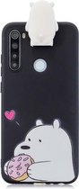 Voor Galaxy A21 Cartoon schokbestendige TPU beschermhoes met houder (grote witte beer)