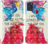 Voor Samsung Galaxy A21s 3D-schilderij Gekleurde tekening Patroon Horizontaal Flip TPU + PU lederen tas met houder & kaartsleuven & portemonnee & lanyard (Engels alfabet)