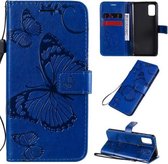Voor Samsung Galaxy A41 3D vlinders reliëf patroon horizontaal flip lederen tas met houder & kaartsleuf & portemonnee (blauw)
