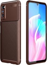 Voor Huawei Enjoy Z 5G Koolstofvezeltextuur Schokbestendig TPU-hoesje (bruin)