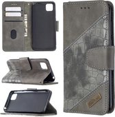 Voor Huawei Y5P Bijpassende kleur Krokodiltextuur Horizontale flip PU lederen tas met portemonnee & houder & kaartsleuven (grijs)