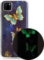 Voor Huawei Y5p (2020) Lichtgevende TPU zachte beschermhoes (dubbele vlinders)