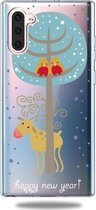 Voor Galaxy Note10 Trendy schattig kerstpatroon doorzichtig TPU beschermhoes (paar vogelherten)