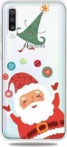 Voor Galaxy A50 Trendy schattig kerstpatroon doorzichtig TPU beschermhoes (bal kerstman)
