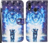 Voor Samsung Galaxy A20 / A30 Gekleurde tekening patroon Horizontale flip lederen tas met houder & kaartsleuven & portemonnee (leeuw)