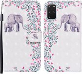 Voor Samsung Galaxy S20 + Gekleurde Tekening Patroon Horizontale Flip Leren Case met Houder & Kaartsleuven & Portemonnee (Bloem Olifant)