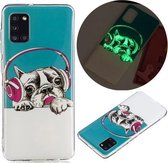 Voor Samsung Galaxy A31 Lichtgevende TPU mobiele telefoon beschermhoes (headset hond)