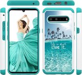 Voor LG Stylo 6 Gekleurd tekeningpatroon PU Skinny + TPU beschermhoes (de zee)