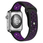 Voor Apple Watch Series 6 & SE & 5 & 4 44mm / 3 & 2 & 1 42mm Sport Siliconen Horlogeband Standaard Editie (Zwart Paars)