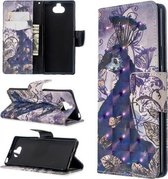 Voor Sony Xperia 20 3D-patroon met gekleurde tekening horizontaal lederen flip-hoesje, met houder en kaartsleuven en portemonnee (pauw)