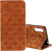 Voor Sony Xperia L4 Lucky Flowers Embossing Pattern Magnetische Horizontale Flip Leather Case met houder & kaartsleuven (bruin)