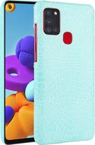 Mobigear Croco Backcover Hoesje - Geschikt voor Samsung Galaxy A21s - Gsm case - Turquoise