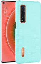 Mobigear Hoesje geschikt voor OPPO Find X2 Pro Telefoonhoesje Hardcase | Mobigear Croco Backcover | Find X2 Pro Case | Back Cover - Turquoise