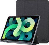 Mutural YASHI-serie TPU + PU-stoffen patroontextuur Horizontale flip lederen tas met drievoudige houder & pennensleuf & wek- / slaapfunctie voor iPad Air (2020) 10.9 (zwart)