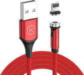 KUULAA KL-O135 1m USB naar 8-pins 540 graden roterende magnetische oplaadkabel met één punt (rood)