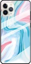 Voor iPhone 11 Pro Max Marble Pattern Glass beschermhoes (blauw)