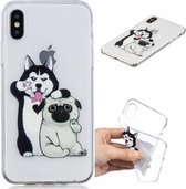 Voor iPhone X / XS 3D-patroon Transparant TPU-hoesje (zelfportret hond)