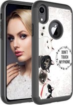 Gekleurd tekenpatroon PC + TPU beschermhoes voor iPhone XR (vijf katten)