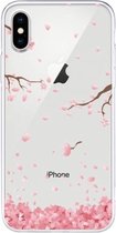 Voor iPhone X / XS patroon TPU beschermhoes (Cherry Blossoms Fall)