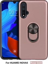 Voor Huawei Nova 5360 roterende multifunctionele stent PC + TPU-hoes met magnetische onzichtbare houder (roségoud)