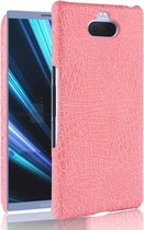 Schokbestendig Crocodile Texture PC + PU-hoesje voor Sony Xperia 10 Plus (roze)