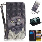 3D Schilderen Patroon Gekleurde Tekening Horizontale Flip Leren Case met Houder & Kaartsleuven & Portemonnee Voor Sony Xperia 10 Plus (Hug Cat)