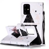 Voor Galaxy S20 + Geschilderd patroon Horizontale flip lederen tas met houder & kaartsleuven en portemonnee (driehoek marmer)